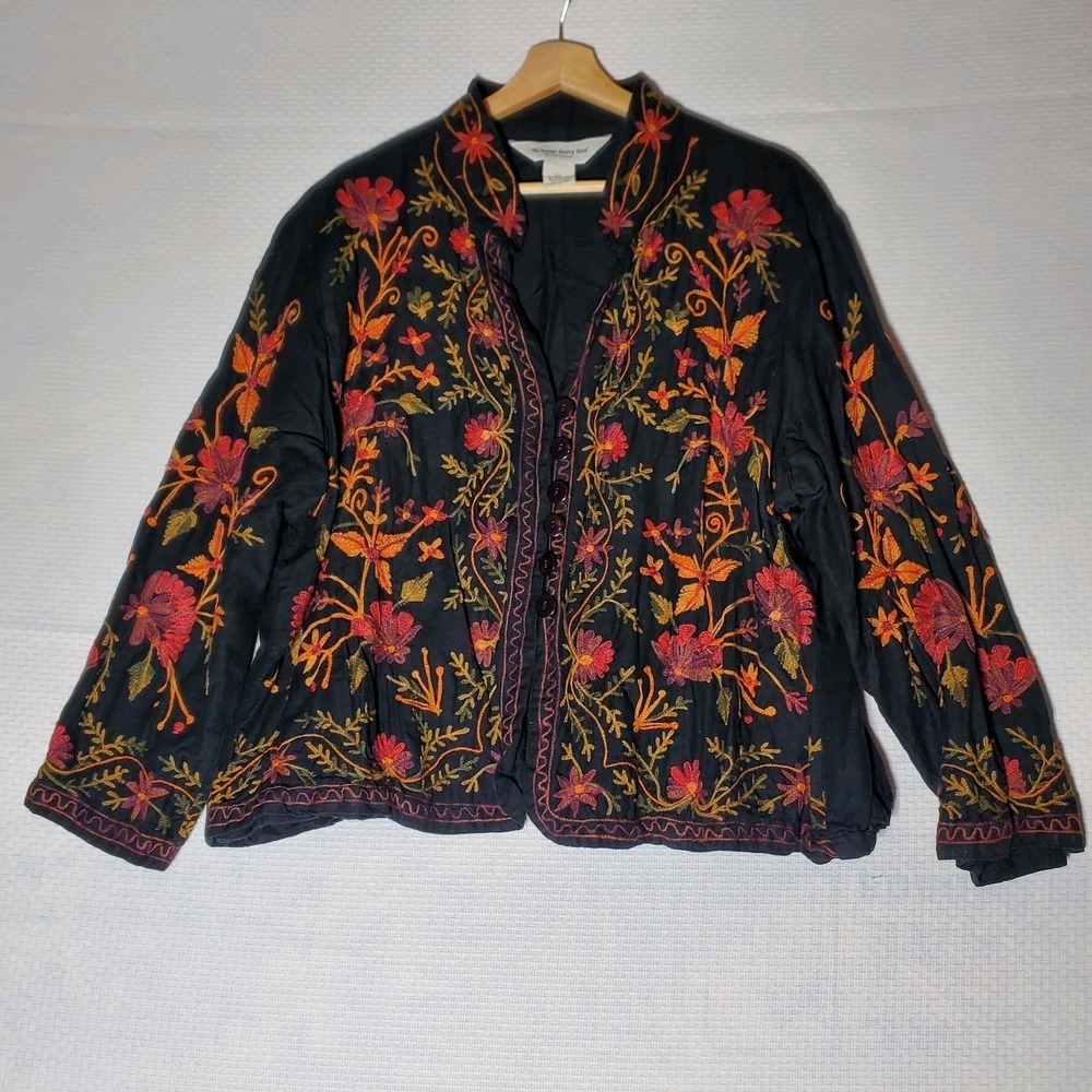 Vintage Vermont Country Store Embroidered Jacket Womens 2X Boho Fall Autumn